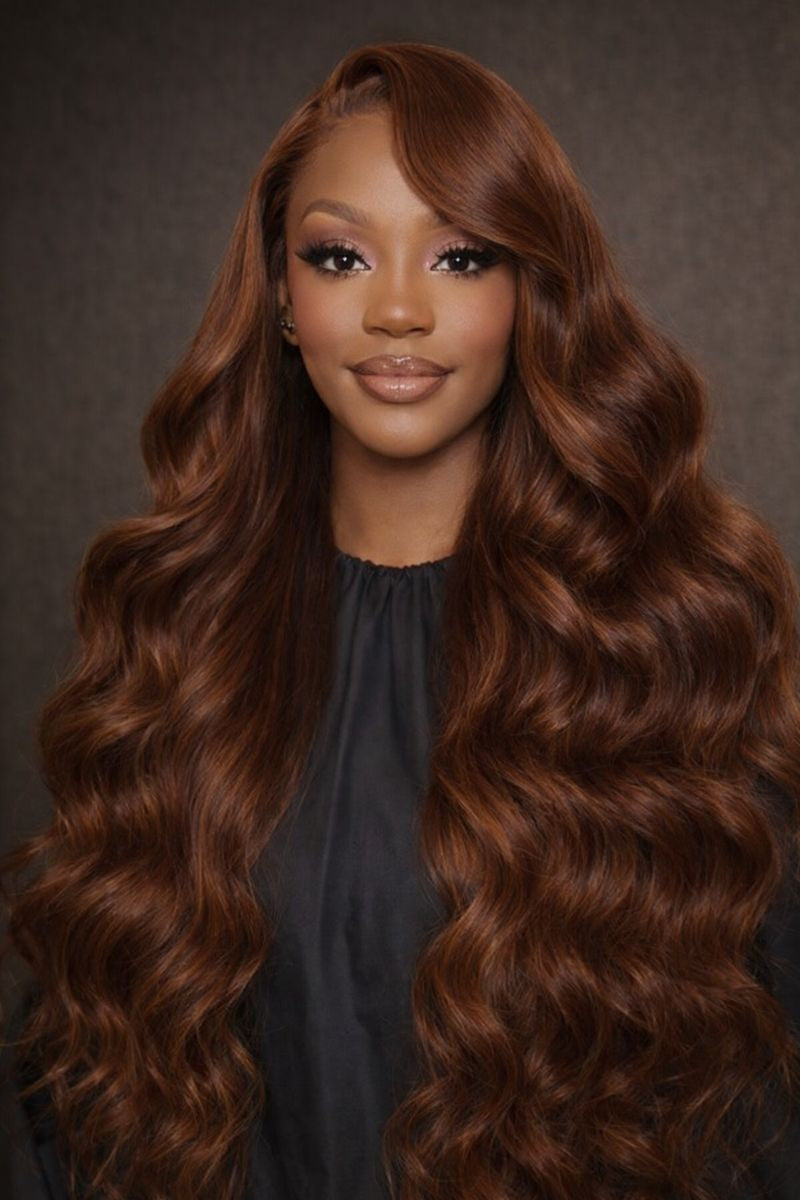 Chocolate Brown Body Wave HD Lace Front Human Hair Wig