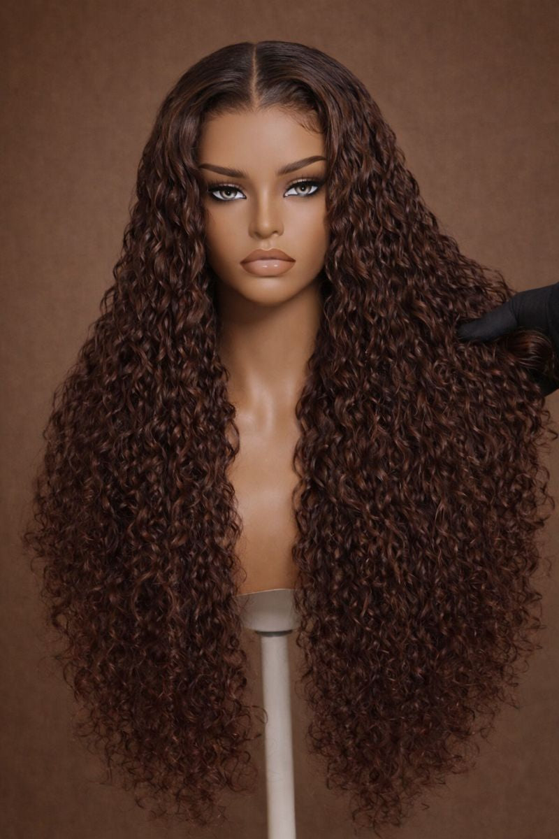 Chocolate Brown Brazilian Deep Wave Lace Front Human Hair Wig