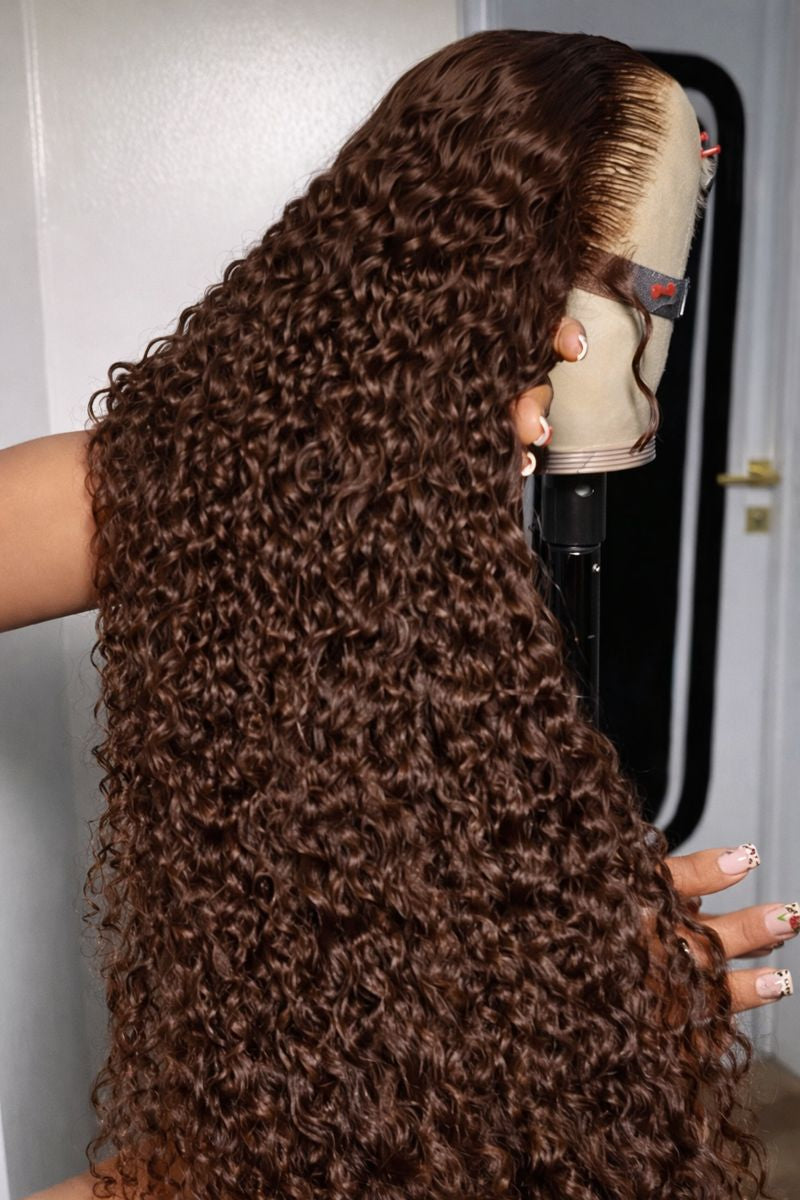 Chocolate Brown Brazilian Deep Wave Lace Front Human Hair Wig