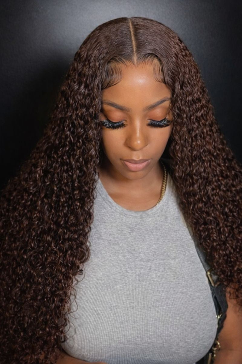Chocolate Brown Brazilian Deep Wave Lace Front Human Hair Wig