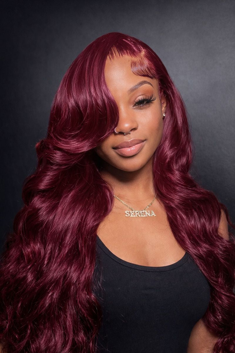 Red Burgundy Body Wave HD Lace Front Human Hair Wig – Natural Look