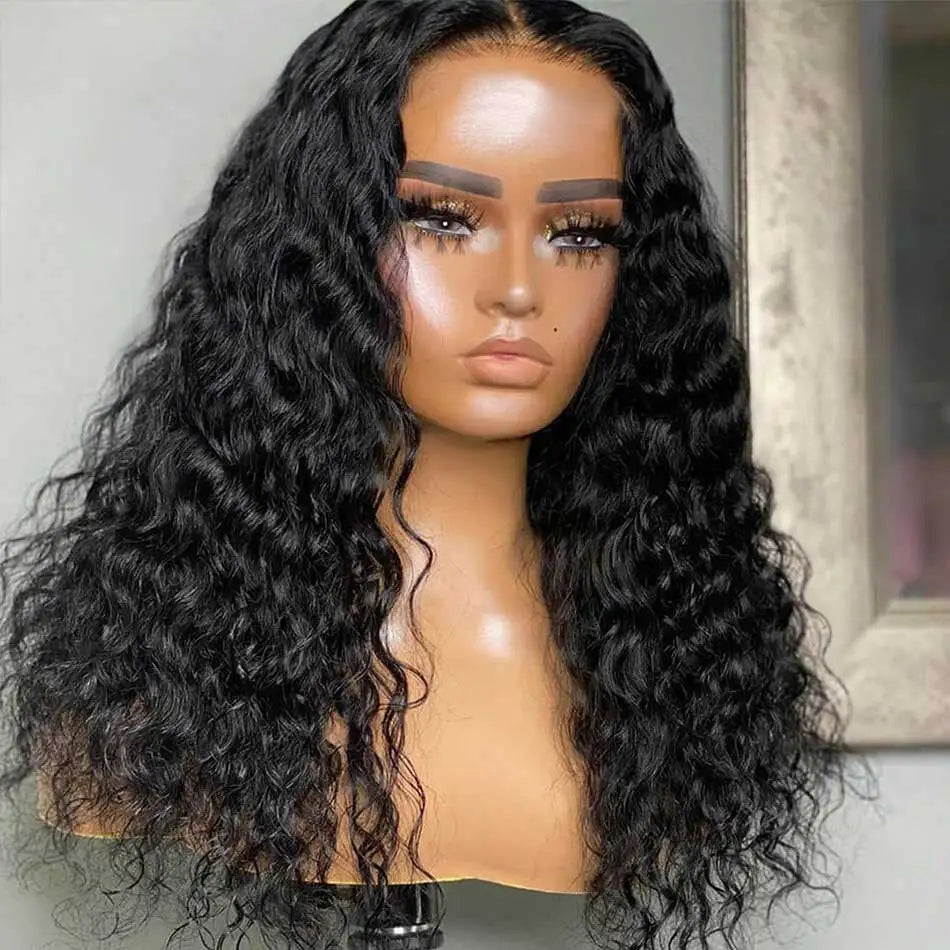 Glueless Wigs Human Hair Ready To Wear Water Wave 210% Density 5x5 HD Transparent Glueless Lace Closure Human Hair Wigs