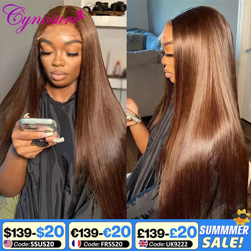 Serena 13x4 Chocolate Brown Straight HD Lace Wig – Transparent Frontal