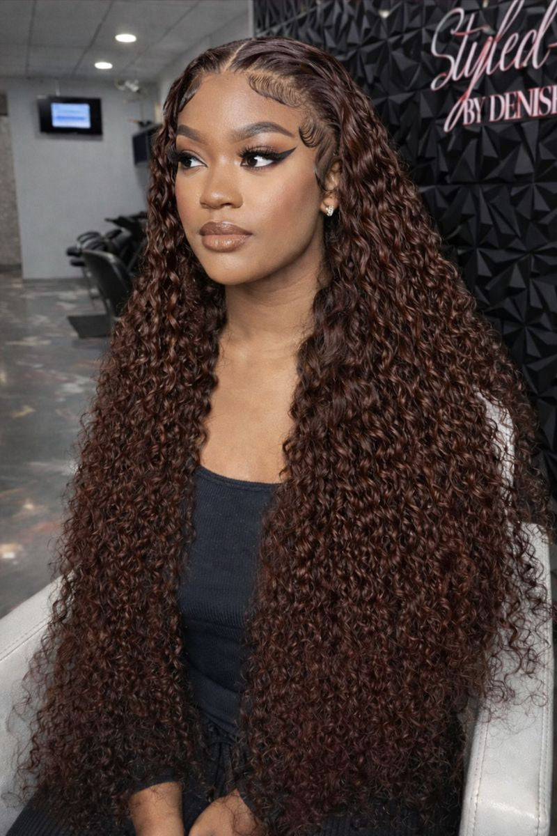 Chocolate Brown Brazilian Deep Wave Lace Front Human Hair Wig