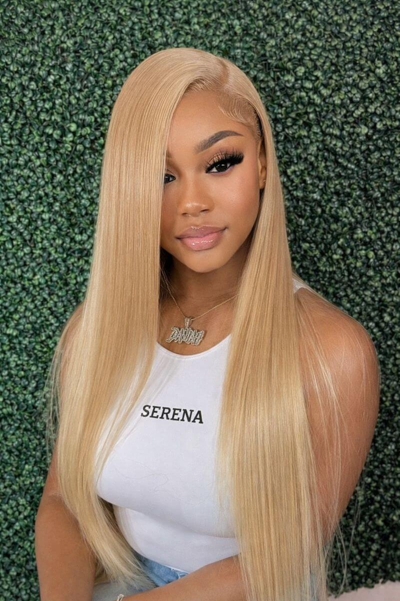 Honey Blonde Straight HD Lace Front Human Hair Wig