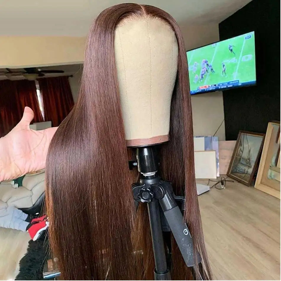 Chocolate Brown 13x4 HD Lace Front Wig – 30” Raw Brazilian Straight Hair