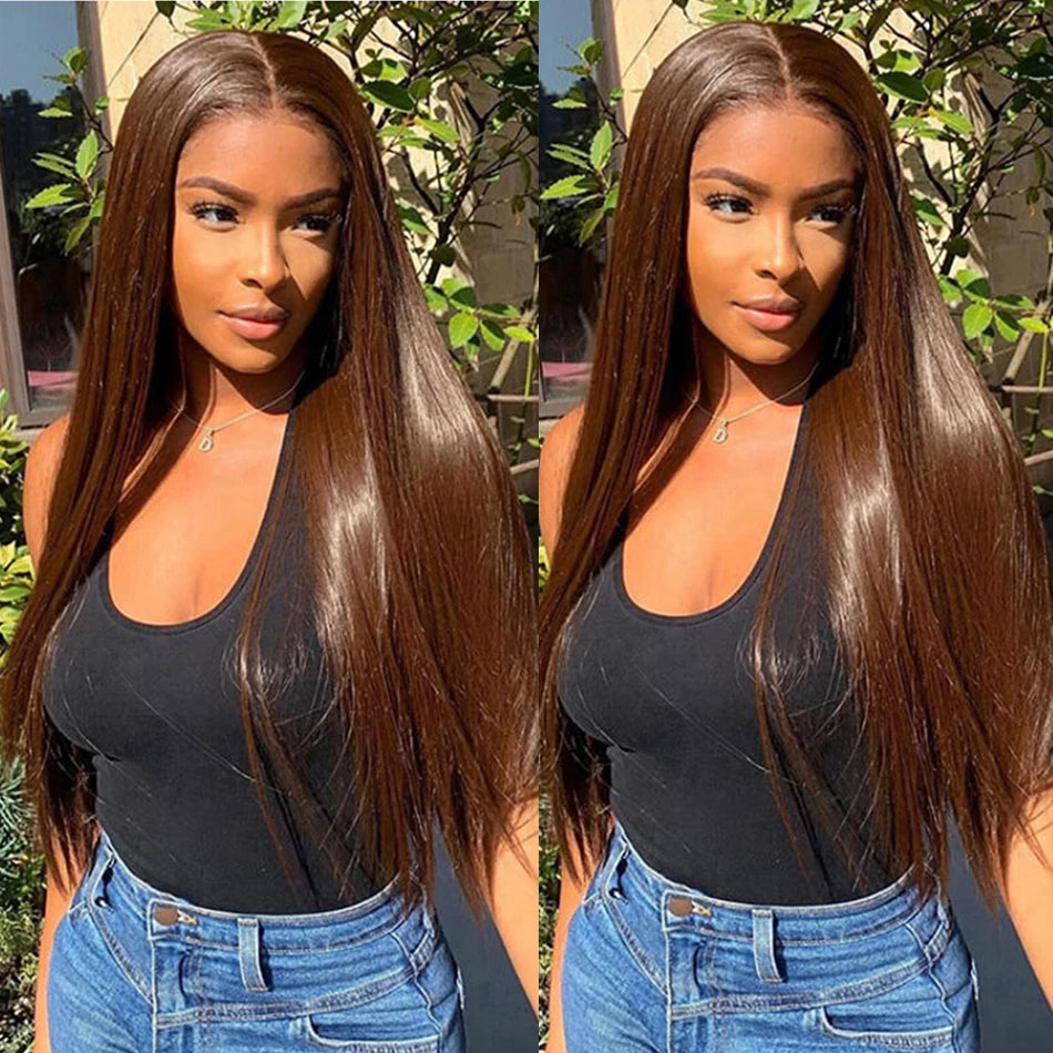 Chocolate Brown 13x4 HD Lace Front Wig – 30” Raw Brazilian Straight Hair