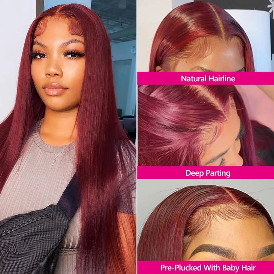 Serena 99J Burgundy Glueless Wig – 6x4 HD Lace, Pre-Cut & Ready to Wear