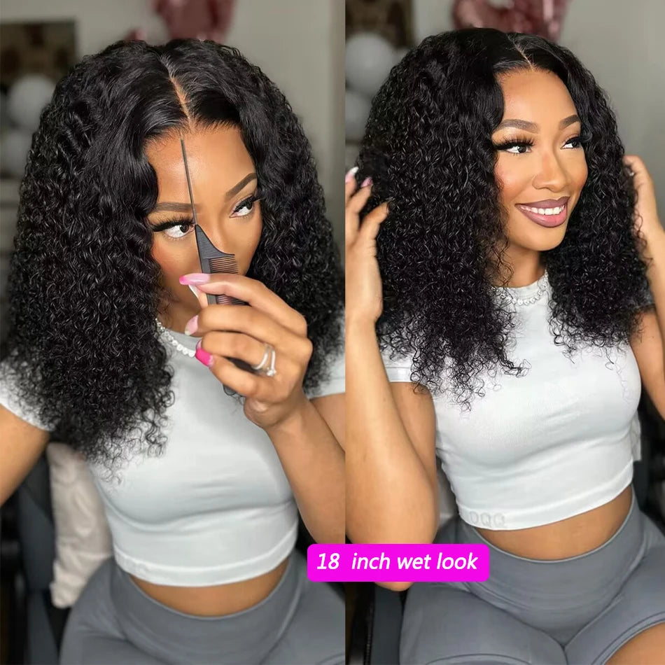 Jerry Curly Glueless HD Lace Wig – 6x4, Pre-Cut, Bleached Knots, 210% Density