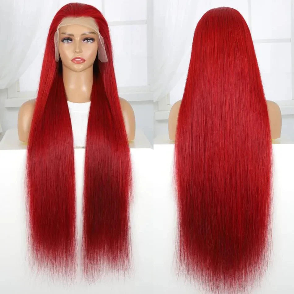 Serena Hot Red Straight HD Lace Wig – 13x6 Frontal, Brazilian Human Hair
