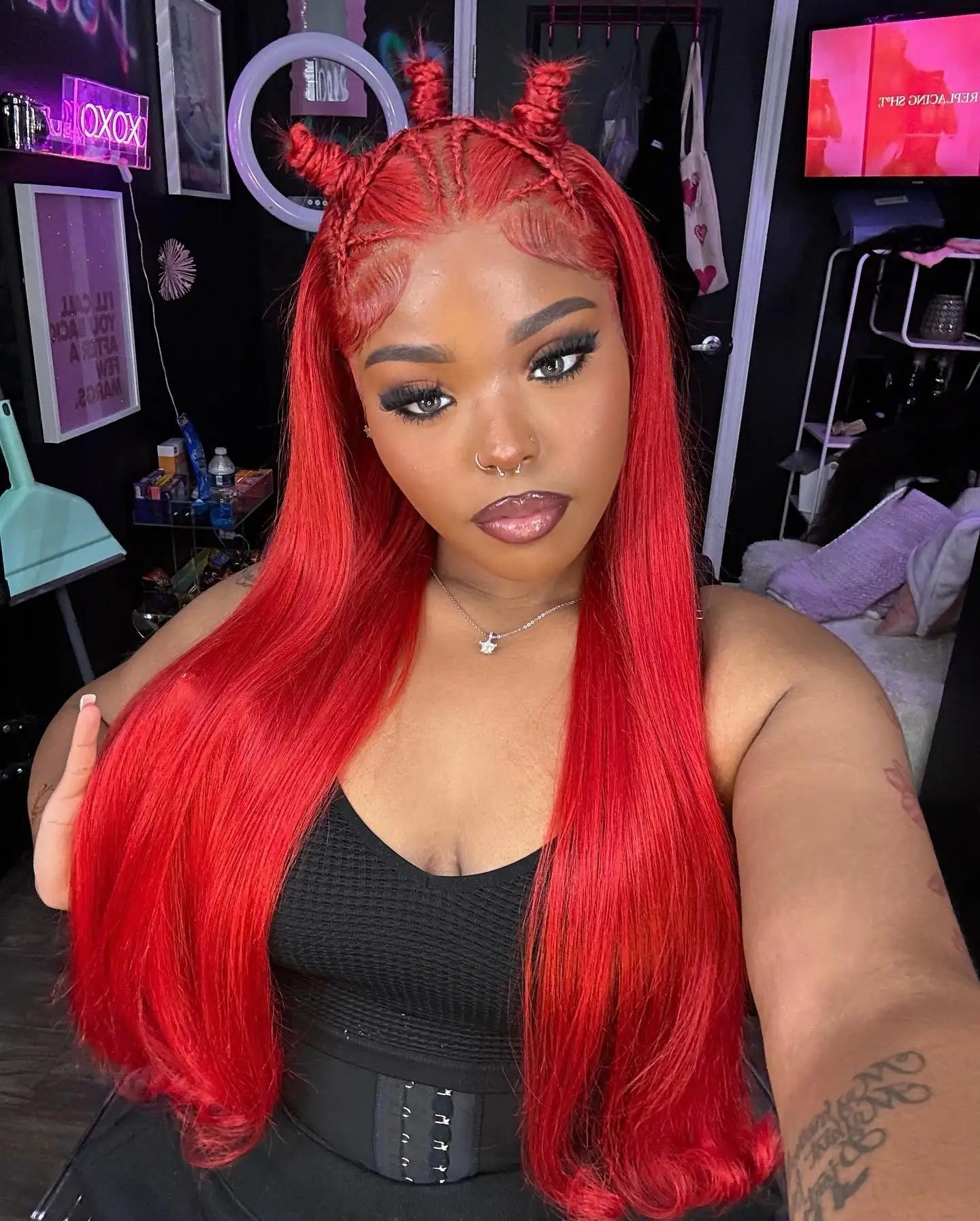 Serena Hot Red Straight HD Lace Wig – 13x6 Frontal, Brazilian Human Hair