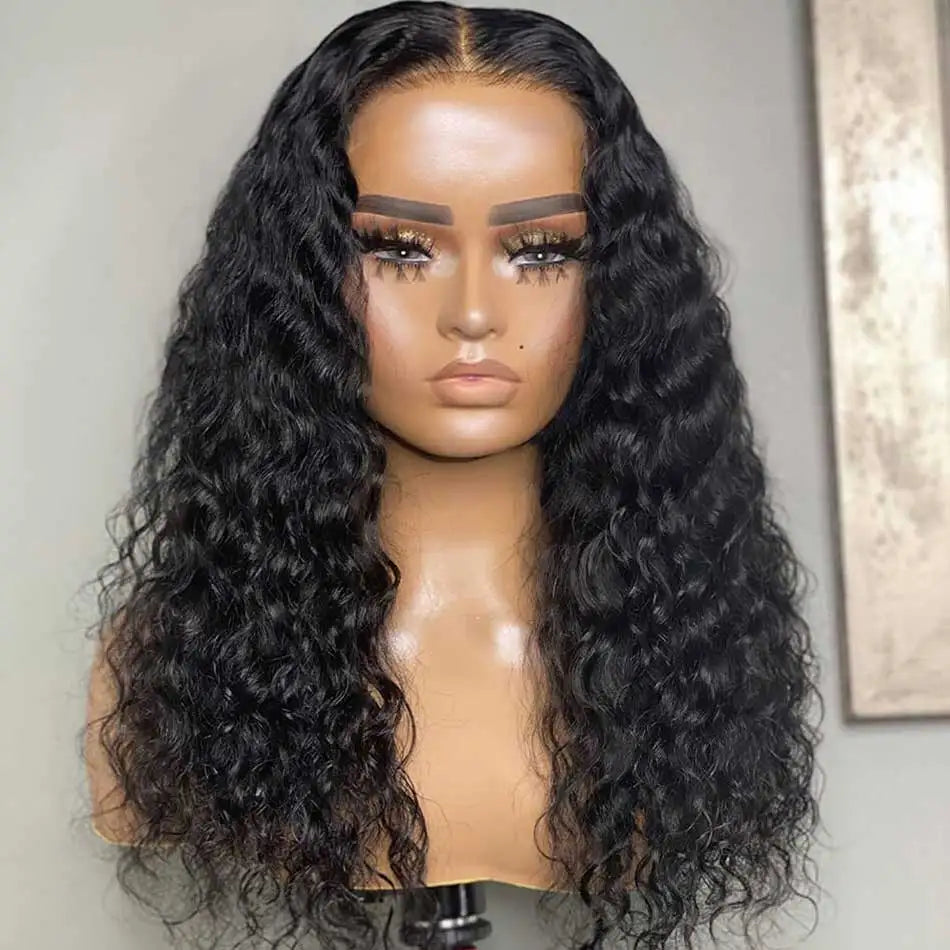 Glueless Wigs Human Hair Ready To Wear Water Wave 210% Density 5x5 HD Transparent Glueless Lace Closure Human Hair Wigs