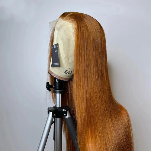 13x6 Ginger Blonde Lace Front Wig – 180% Density, Straight Honey Blonde