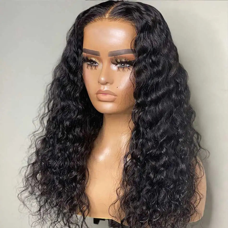 Glueless Wigs Human Hair Ready To Wear Water Wave 210% Density 5x5 HD Transparent Glueless Lace Closure Human Hair Wigs