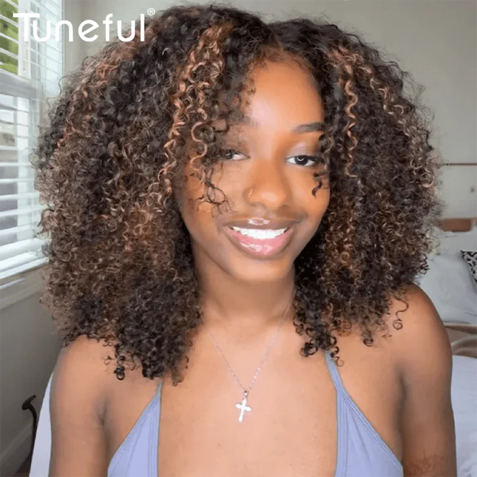 Serena Glueless 6x5 Human Hair Wig – Short Curly Ombre, Blonde/Burgundy