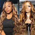 Premium Blonde Highlights Body Wave Wig – 13x4 HD Transparent Lace Front