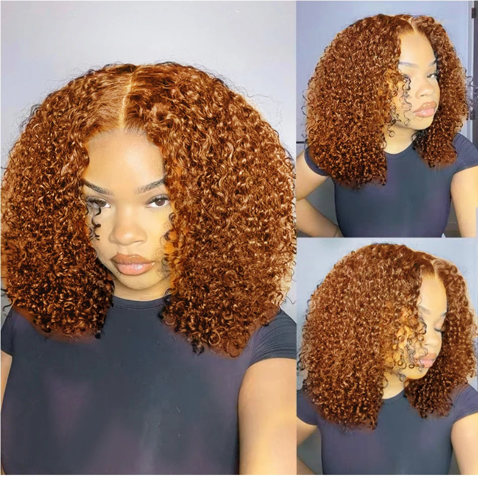 Serena Glueless 6x5 Human Hair Wig – Short Curly Ombre, Blonde/Burgundy