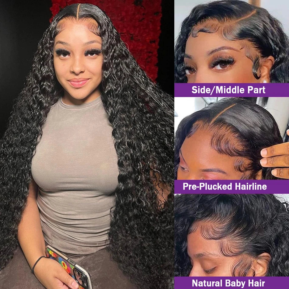 250 Density 30 40 Inch Deep Wave 13X6 Hd Lace Fontal Wig 13X4 Curly 100% Human Hair Water Wave Lace Front Wigs For Women