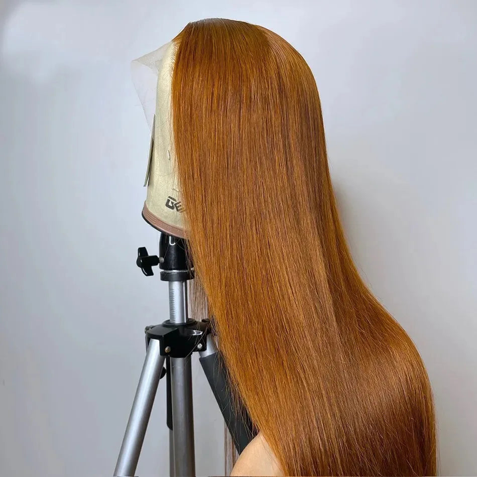 Serena Orange Ginger Blonde Human Hair Wig – 13x6 HD Lace Frontal, 6x4 Glueless, Ready to Wear