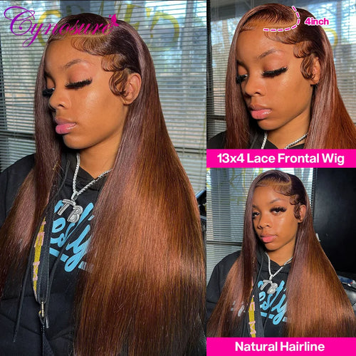 Serena 13x4 Chocolate Brown Straight HD Lace Wig – Transparent Frontal