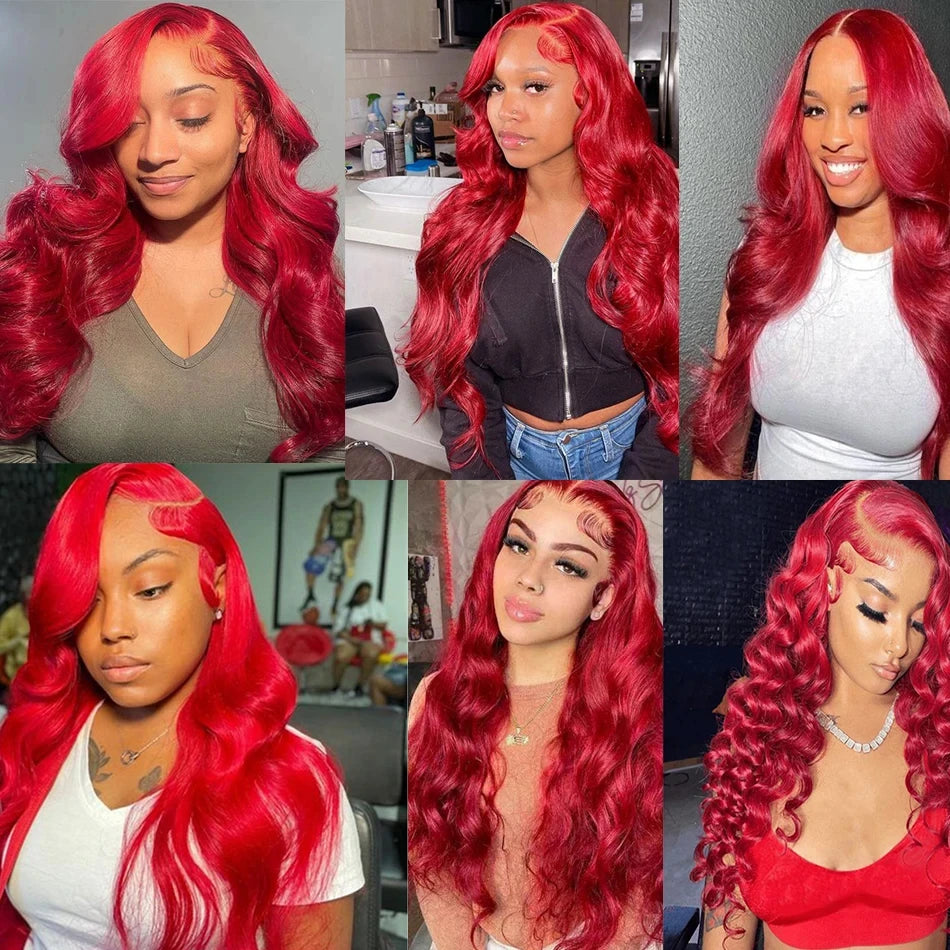 Serena Hot Red Straight HD Lace Wig – 13x6 Frontal, Brazilian Human Hair