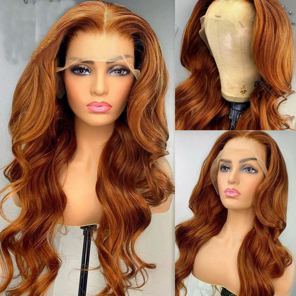 Serena 13x6 Ginger Blonde Body Wave Human Hair Wig – 180% Density, HD Lace Frontal