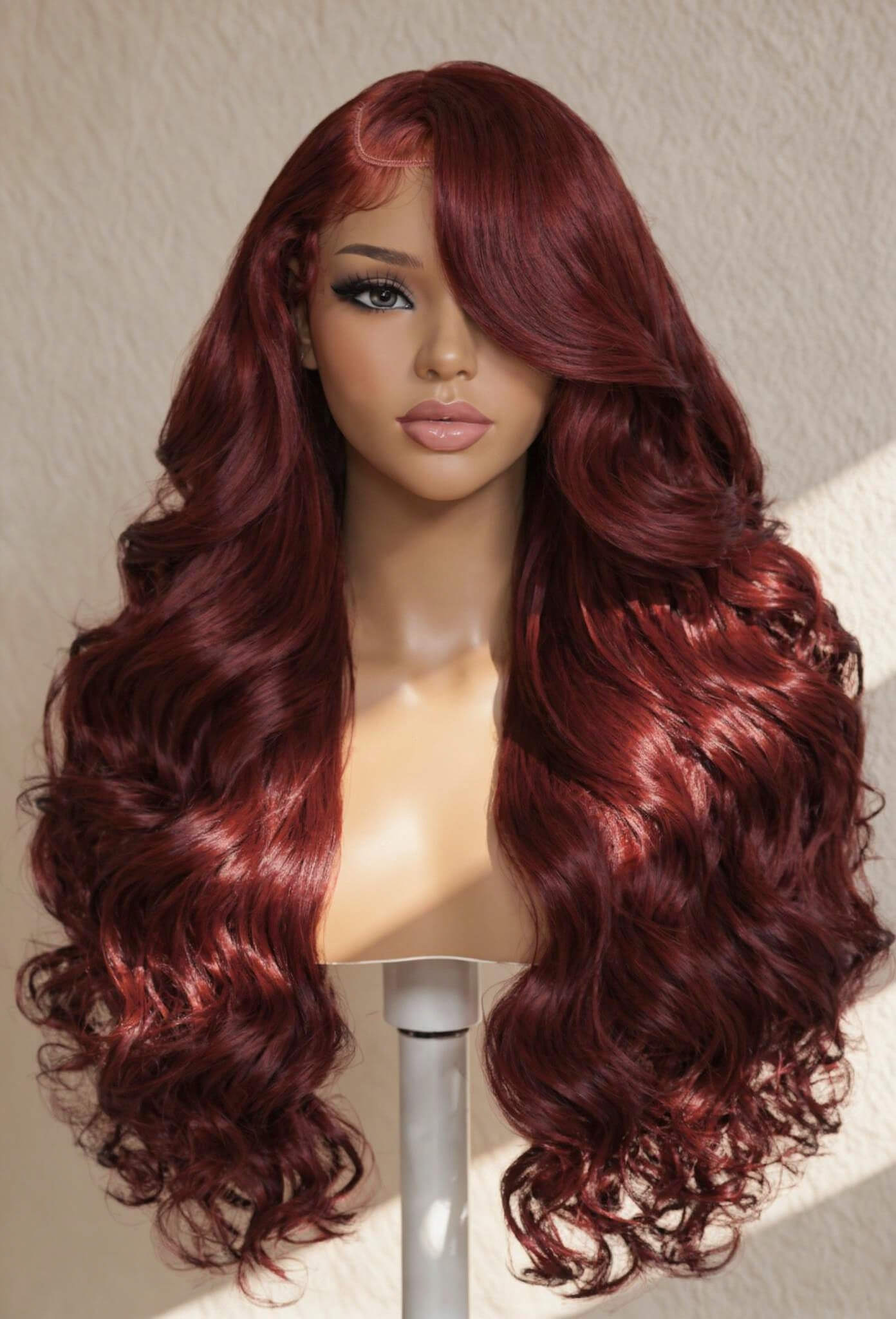 Red Burgundy Body Wave HD Lace Front Human Hair Wig – Natural Look