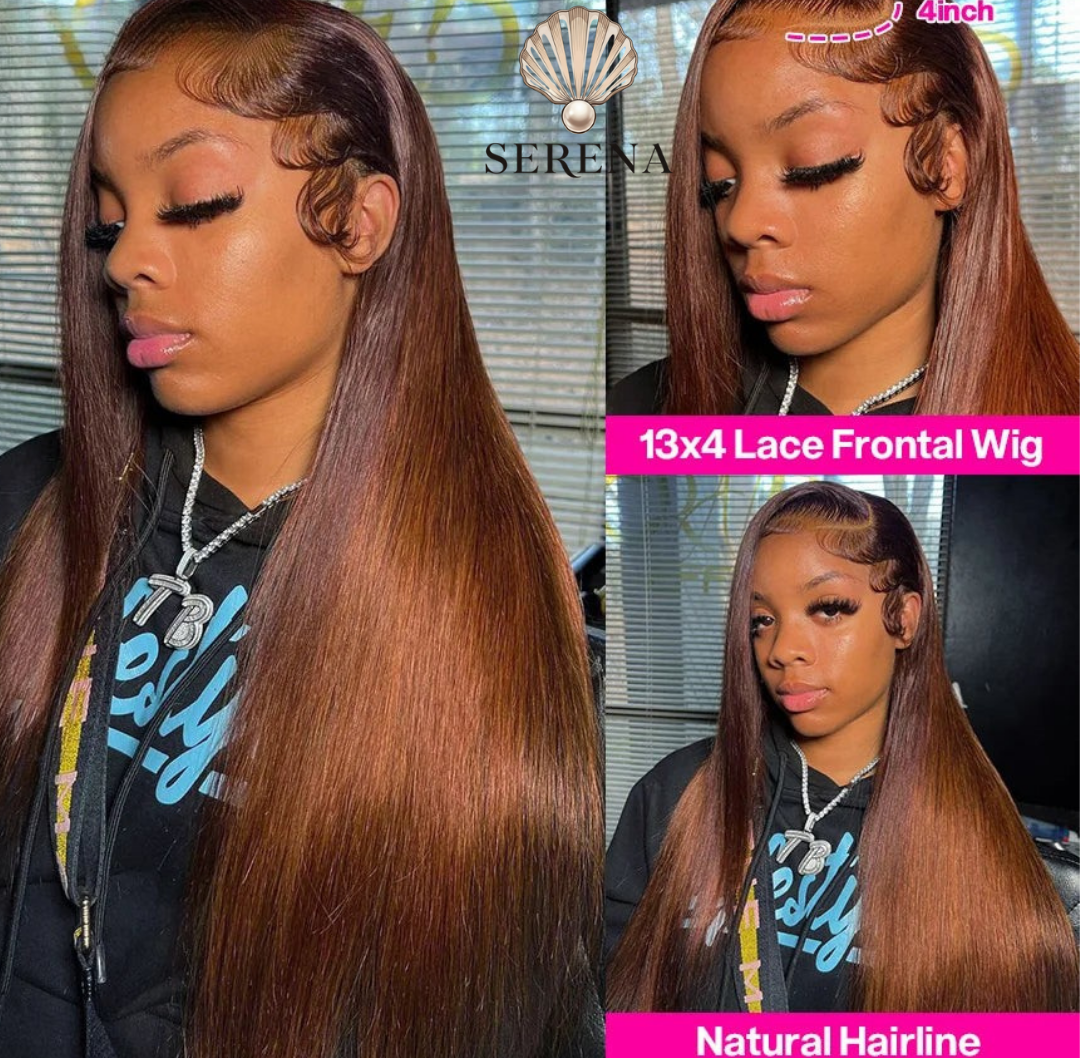 Serena 13x4 Chocolate Brown Straight HD Lace Wig – Transparent Frontal
