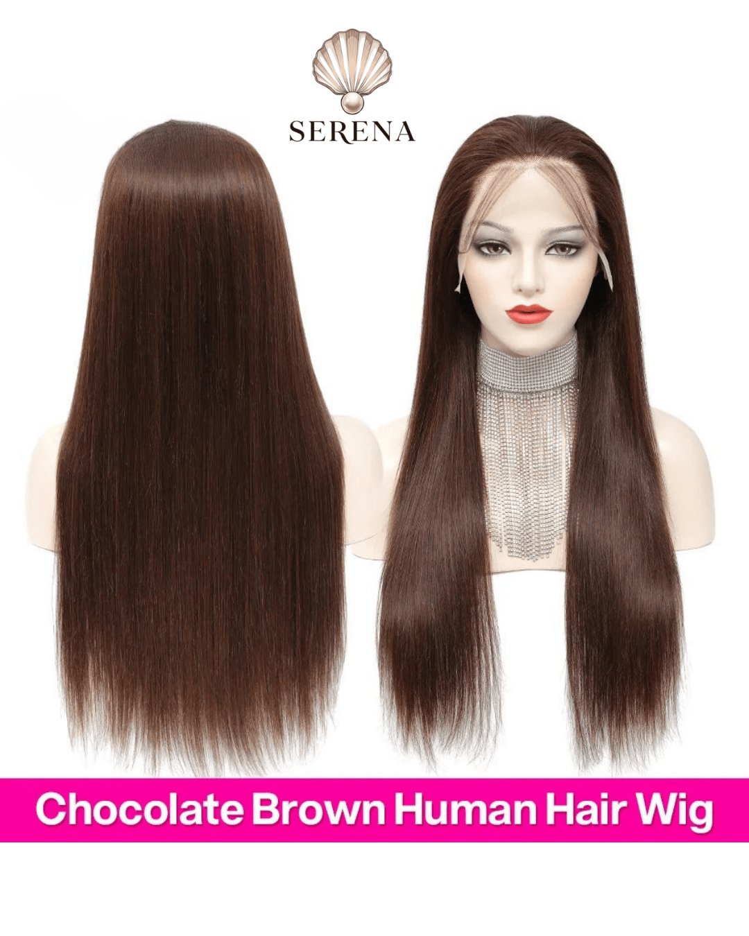 Serena 13x4 Chocolate Brown Straight HD Lace Wig – Transparent Frontal
