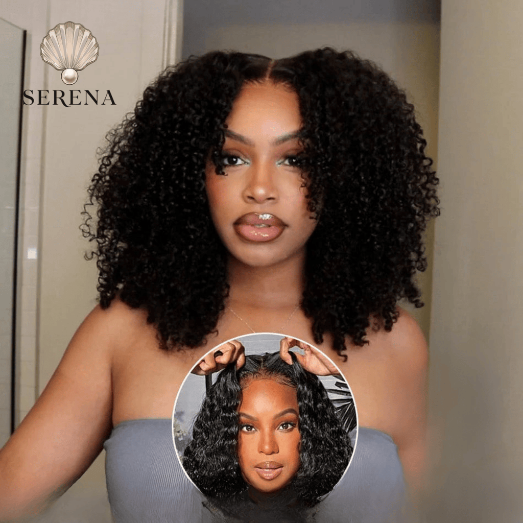 Serena 6x4 Kinky Curly Glueless HD Lace Human Hair Wig – Pre-Cut, Bleached Knots, Ready to Wear