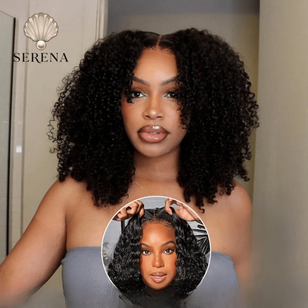 Serena 6x4 Kinky Curly Glueless HD Lace Human Hair Wig – Pre-Cut, Bleached Knots, Ready to Wear