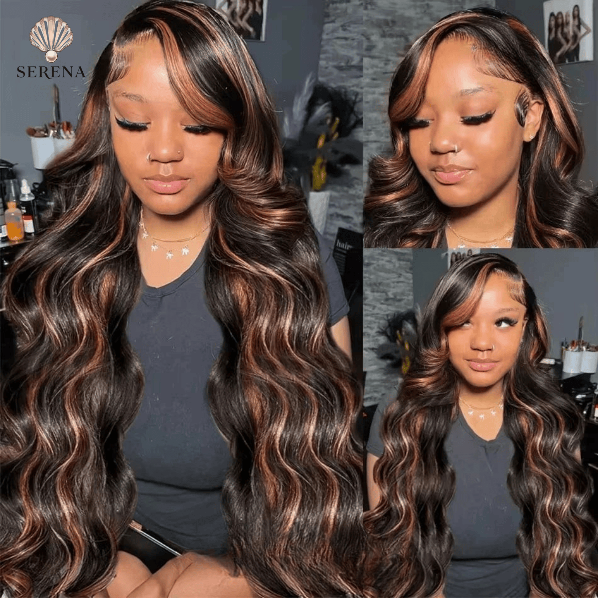 Wiggogo 1B/30 Black Brown 13X6 Body Wave Wigs Ombre Highlight Lace Front Wig 13X4 Human Hair P4/27 Colored Wig 30 36 Inch