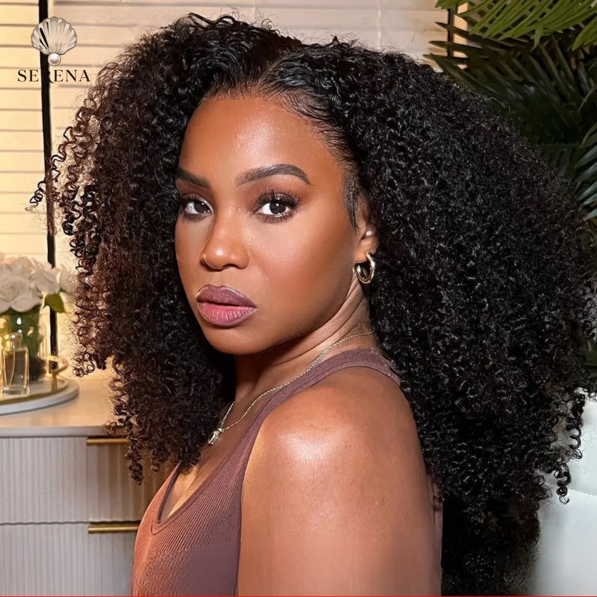 Serena 9x6 Glueless Kinky Curly Human Hair Wig – Pre-Cut, Bleached Knots, Ready to Wear