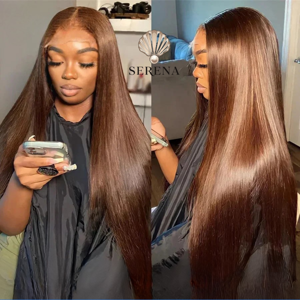Serena 13x4 Chocolate Brown Straight HD Lace Wig – Transparent Frontal