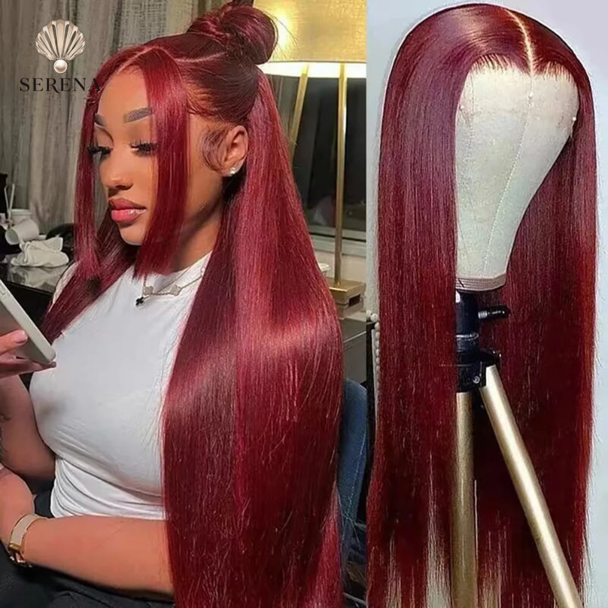 Burgundy 13x4 HD Lace Frontal Human Hair Wig Straight Red 13x6 Lace Front Human Hair Wigs 99J Colored 200% Human Hair Wig 100%